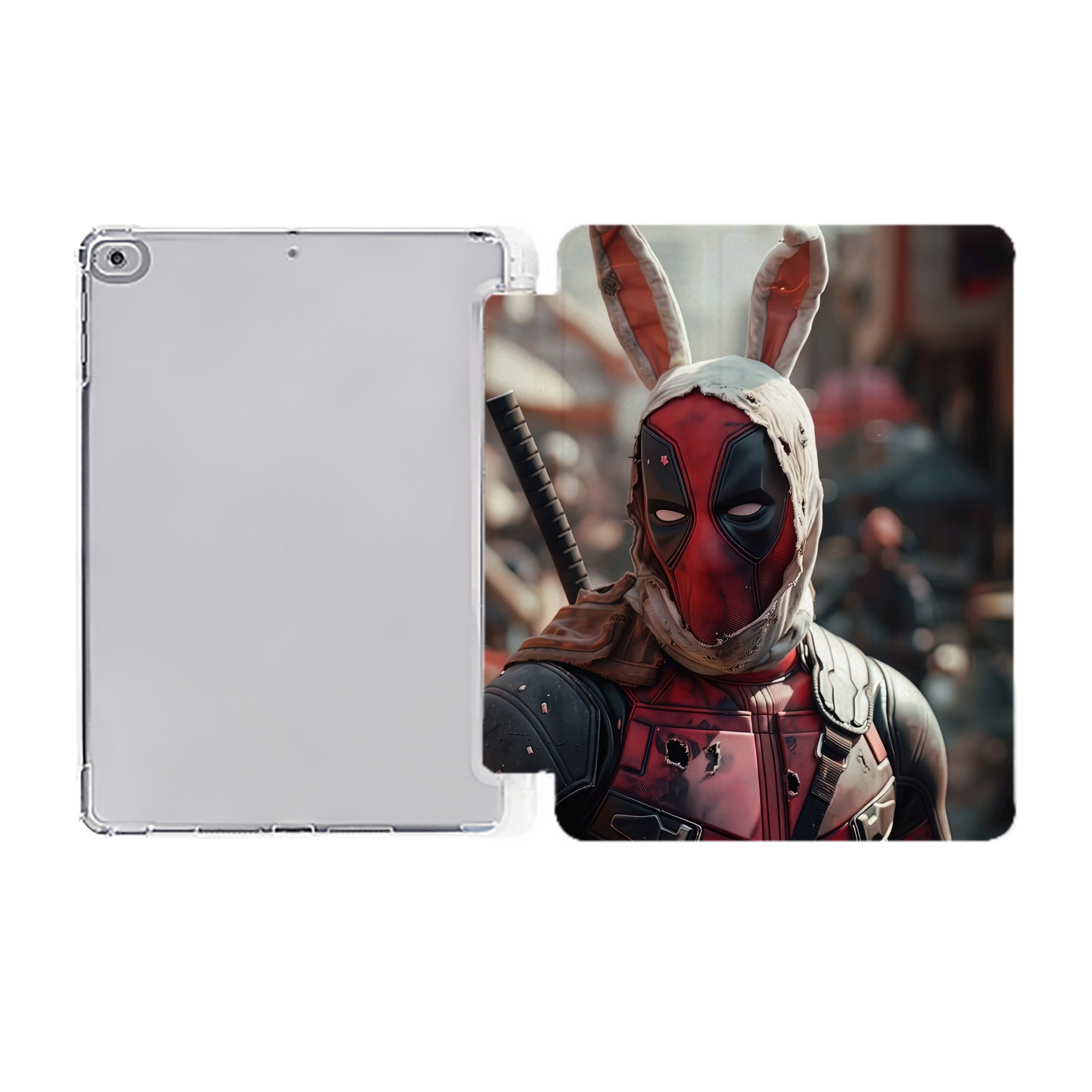 （画像用） Deadpool デッドプール IPad ケース ペン収納付き 三つ折りスタンド PUレザー×シリコン 対応機種9.5/10.5/10.9インチ
